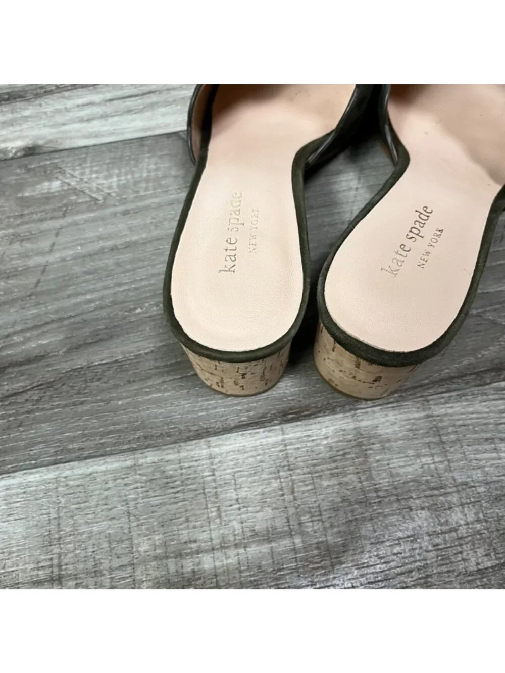 Kate Spade Warren Scalloped Heeled Mules Olive Green Women’s Size 8